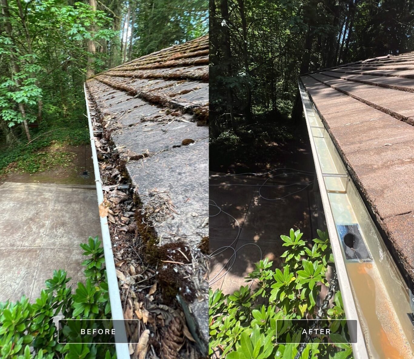 Kirkland gutter cleaning technician using professional equipment to clear residential gutters